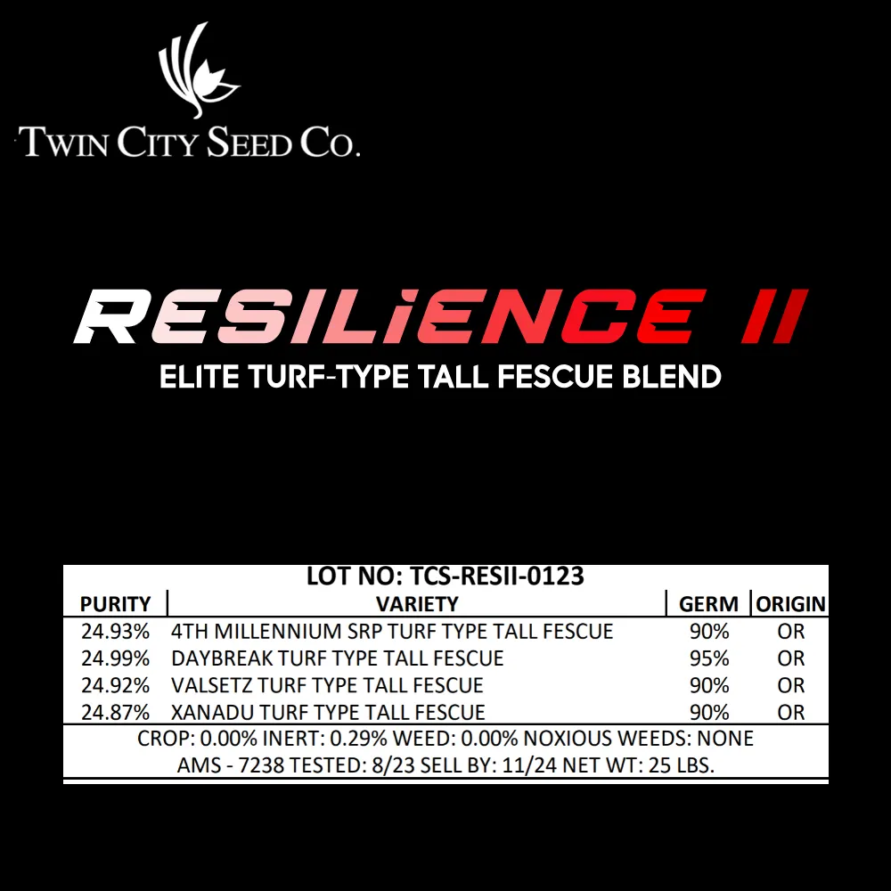 Twin City Seed | Resilience II | Elite Turf Type Tall Fescue Blend